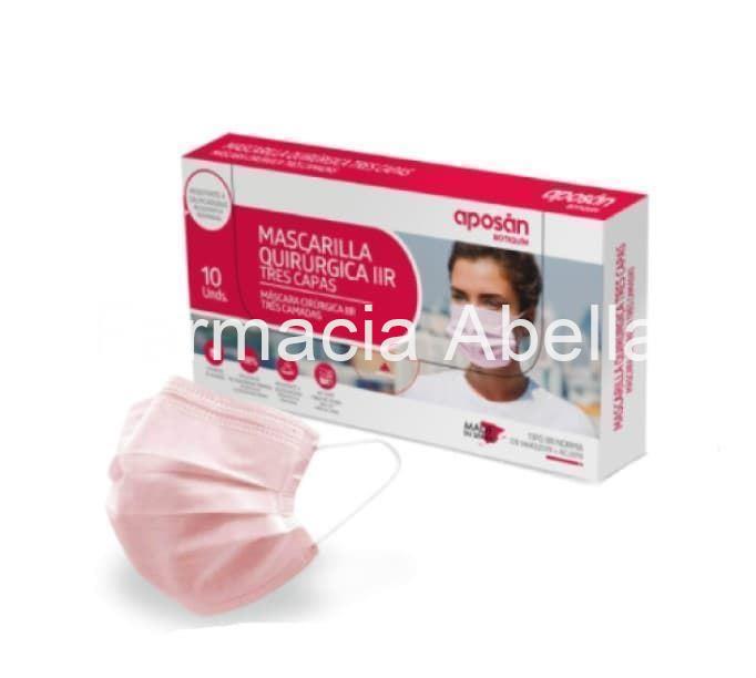 Aposán Mascarillas quirúrgicas tipo IIR tres capas 10 uds color rosa - Imagen 1