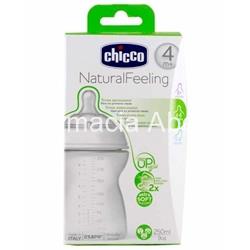 Chicco Biberón Natural feeling 250 ml 4m+ tetina silicona "efecto mamá" - Imagen 1