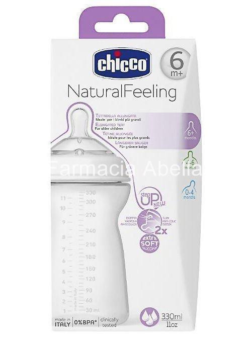 Chicco Biberón NaturalFeeling 330 ml 6m+ tetina silicona "efecto mamá" - Imagen 1