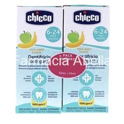 Chicco pasta de dientes infantil manzana plátano 2x 50ml 6-24 meses pack ahorro - Imagen 1