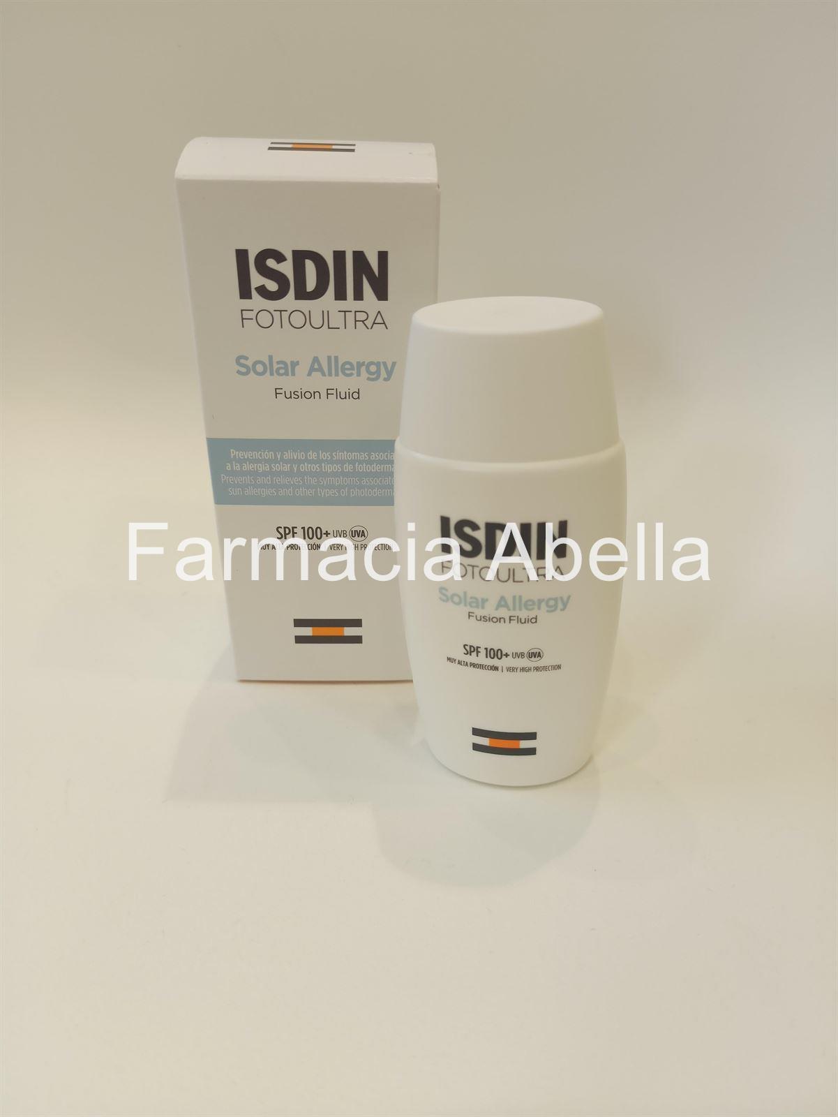 ISDIN fotoprotector fotoultra solar alergy fusion fluid spf100+ 50 ml - Imagen 1