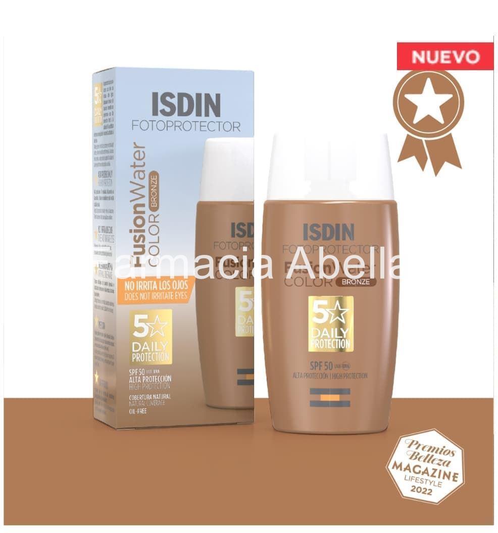 ISDIN fotoprotector fusionwater color bronze SPF 50+ 50 ml protector facial - Imagen 1
