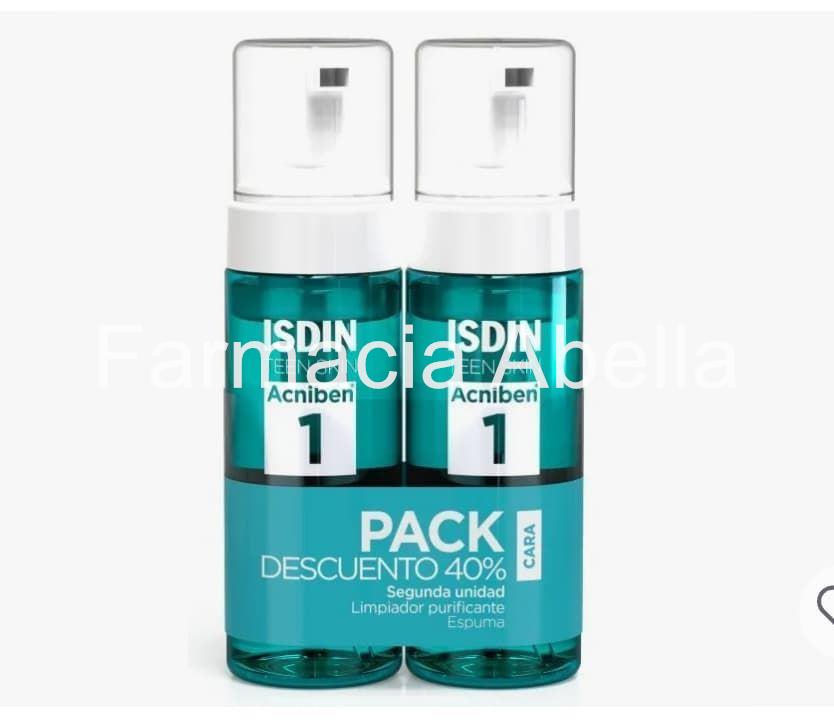 ISDIN pack acniben limpiador purificante espuma 150 ml x 2 40% descuento en la 2ª unidad - Imagen 1