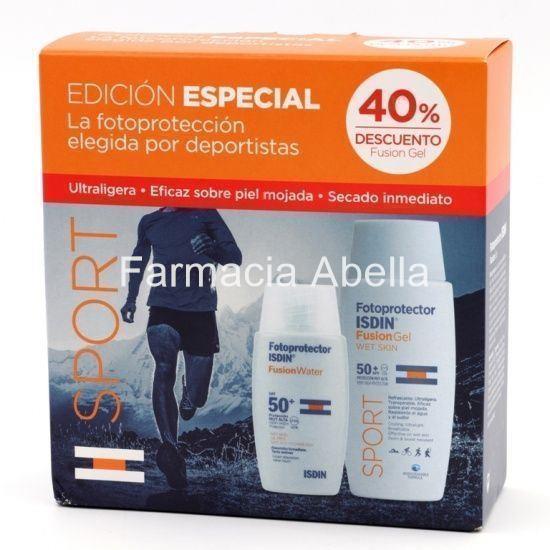 Isdin protectir solar Sport Fusion gel transparente+ water pack promoción - Imagen 1