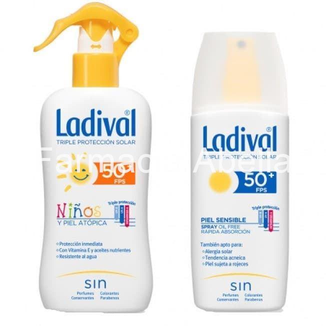 Ladival summer pack ( pack de verano ) leche en spray niño spf50+ 200 ml+ srya oil free adultos 50+ 150 ml - Imagen 2