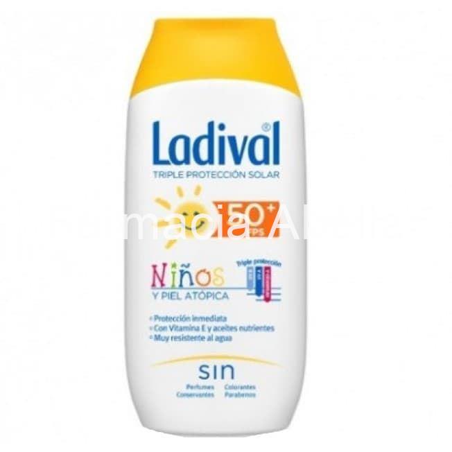 Ladival textura leche triple protector solar pieles atópicas niños SPF 50+ 200 ml - Imagen 1