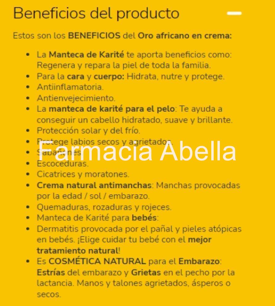 Manteca de karite Oro Africano 200 ml - Tratamiento Facial