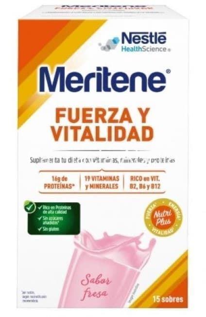 Meritene batido sabor fresa 15 sobres - Imagen 1