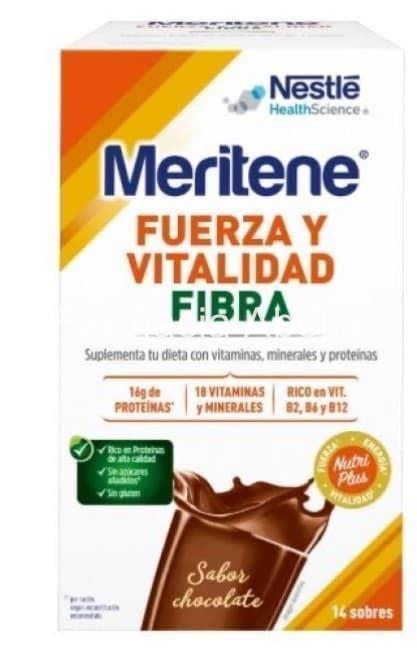 Meritene fibra batido con sabor chocolate 14 sobres - Imagen 1