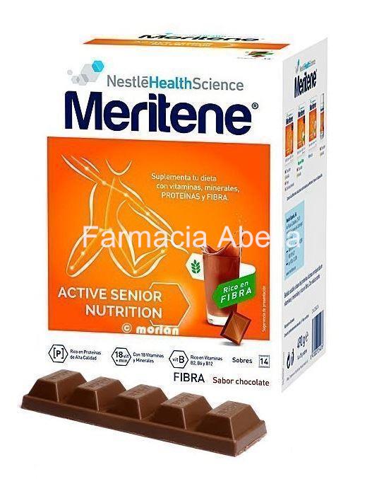 Meritene fibra batido con sabor chocolate 14 sobres - Imagen 2