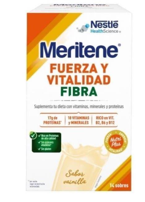 Meritene fibra batido con sabor vainilla 14 sobres - Imagen 1