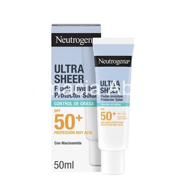 Neutrogena ultra sheer fluido invisible control  de grasa protección solar Facial SPF50+ 50ml - Imagen 1
