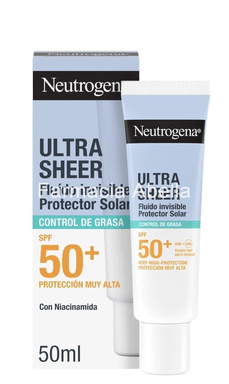 Neutrogena ultra sheer fluido invisible control  de grasa protección solar Facial SPF50+ - Imagen 1