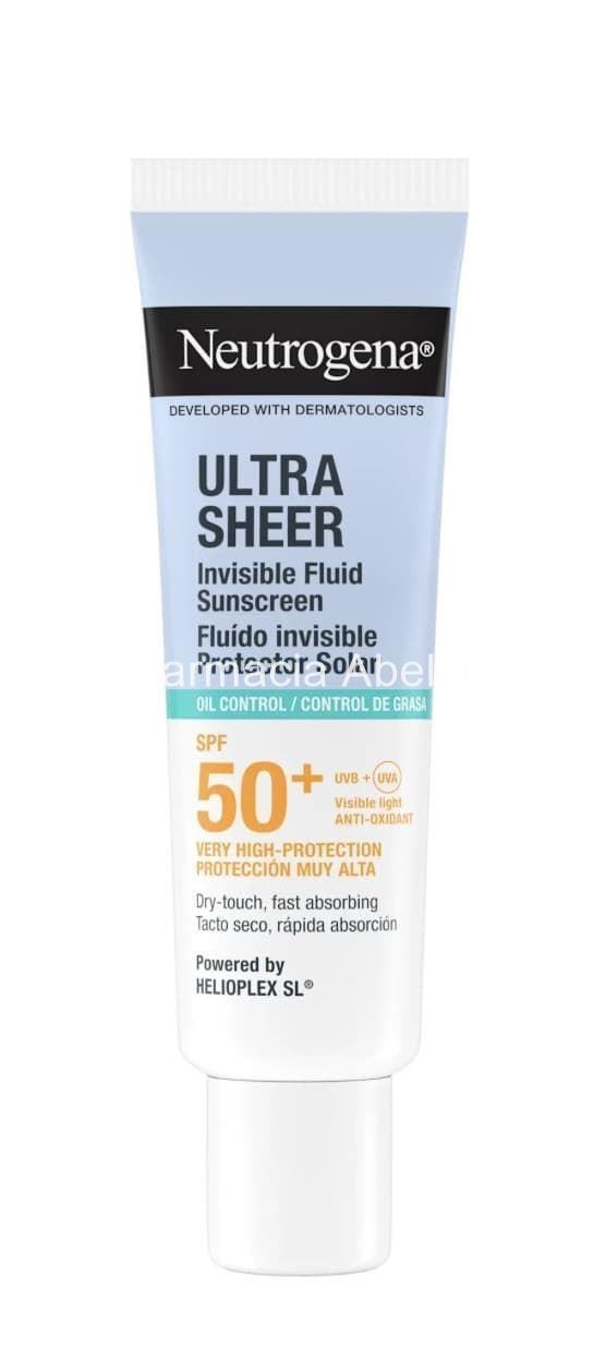 Neutrogena ultra sheer fluido invisible control  de grasa protección solar Facial SPF50+ - Imagen 2