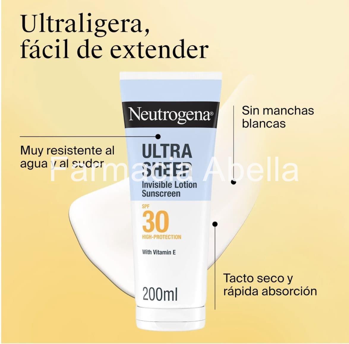 Neutrogena ultra sheer loción corporal invisible hidratante SPF 30  200 ml - Imagen 2