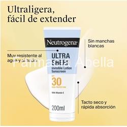 Neutrogena ultra sheer loción corporal invisible hidratante SPF 30 200 ml - Imagen 2