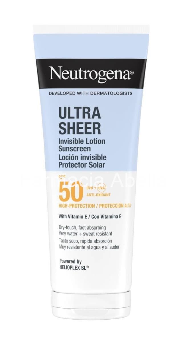 Neutrogena ultra sheer loción corporal invisible hidratante SPF 50 200 ml - Imagen 1
