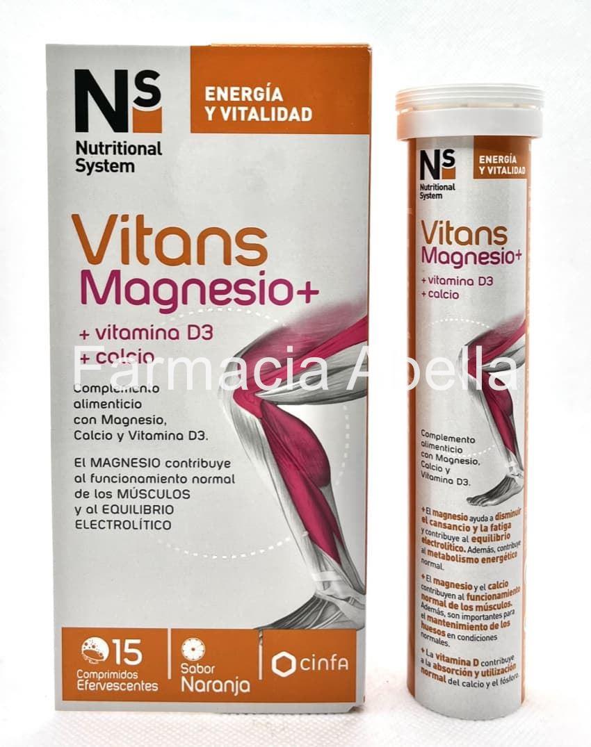 Ns Vitans Magnesio + vitamina D3 + calcio 15 comprimidos efervescentes - Imagen 1