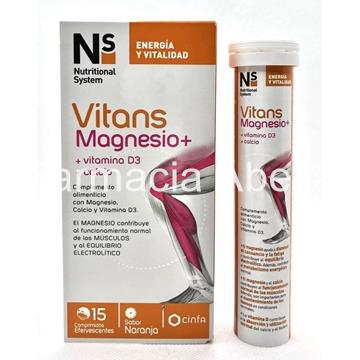 Ns Vitans Magnesio + vitamina D3 + calcio 15 comprimidos efervescentes - Imagen 1