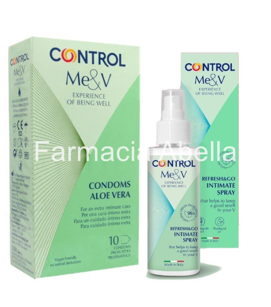 Pack Control 10 preservativos aloe + spray REFRESH AND GO - Imagen 1