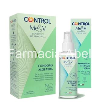 Pack Control 10 preservativos aloe + spray REFRESH AND GO - Imagen 1