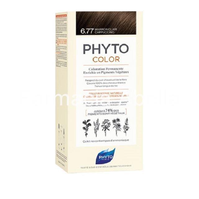 Phyto color 6.77 tinte de pelo marrón claro capuchino - Imagen 1