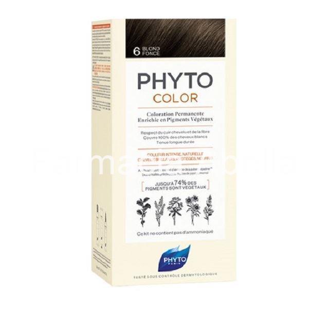 Phyto color 6 rubio oscuro coloración permanente - Imagen 1